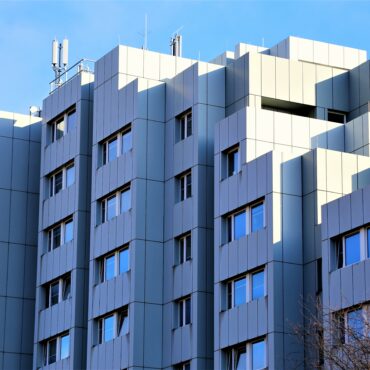 A cladded building.